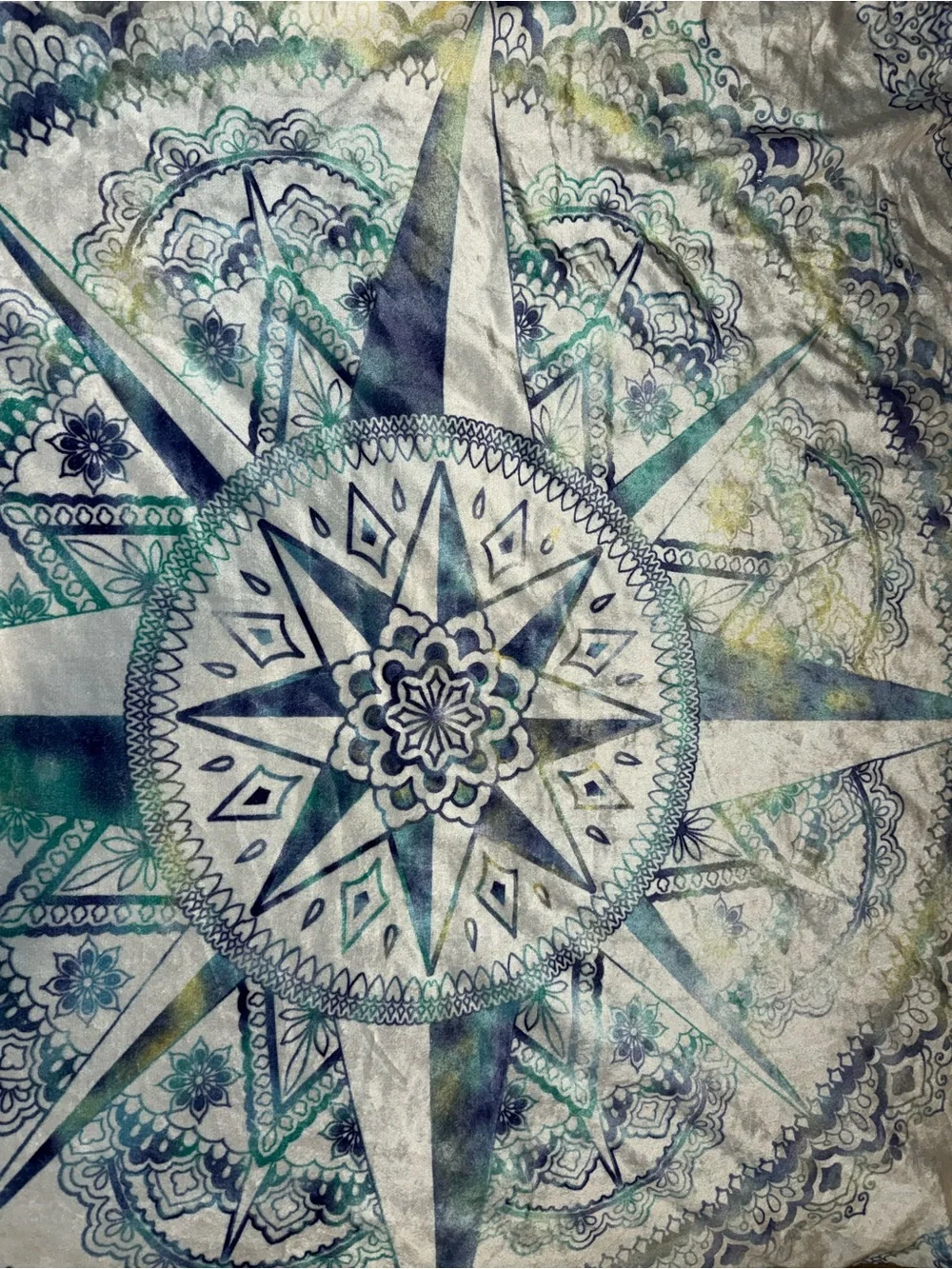 Teal and Blue Mandala Compass Throw Blanket